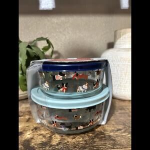 Christmas Dog-Themed Glass Food Storage Set - 2 Piece